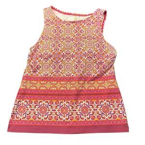 Lands' End Tankini Top Size‎ 6 Multicolor Geo Print Built-In Bra Swimwear
